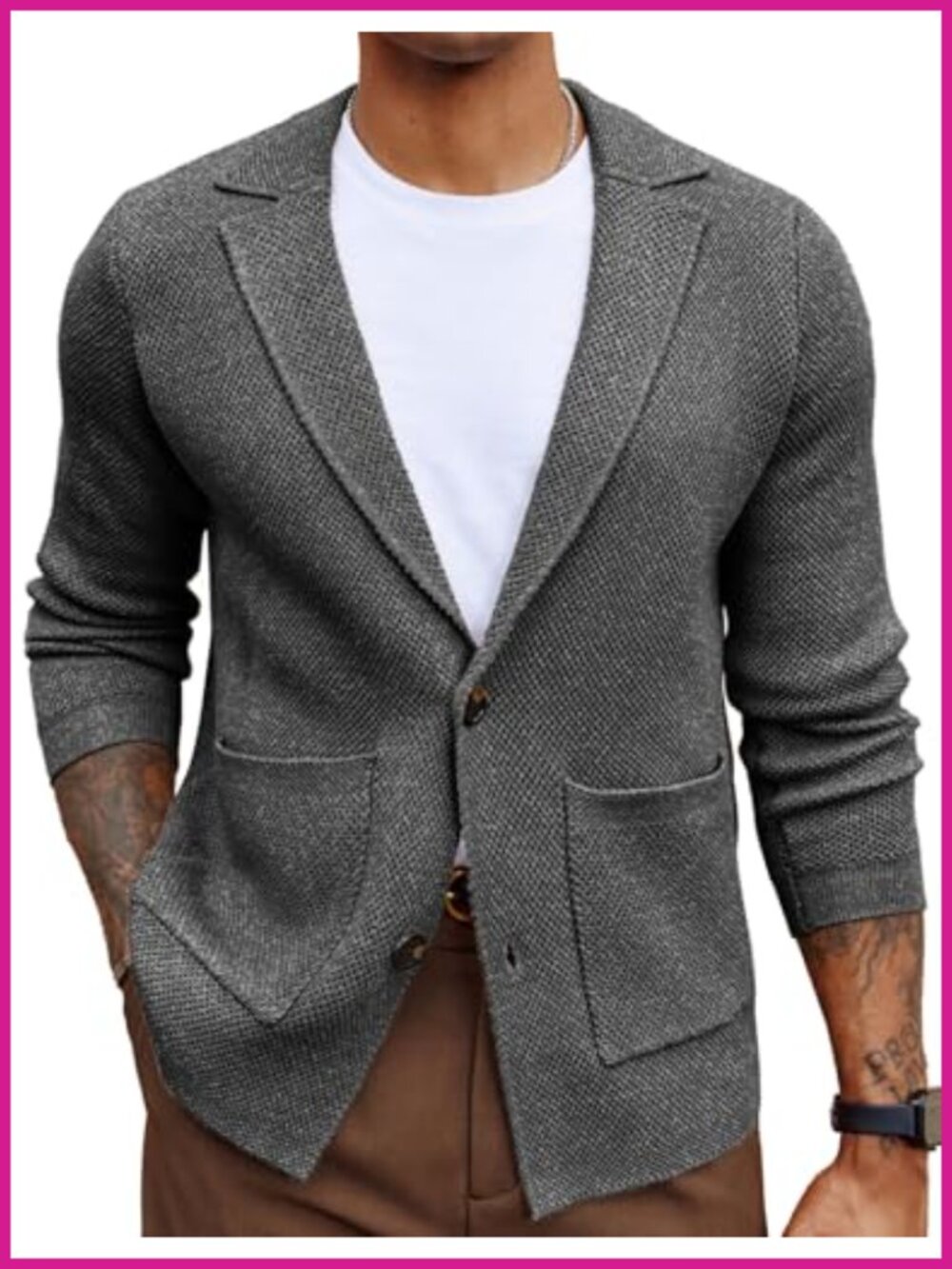 Men's Shawl Collar Button Down Knit Cardigan Sweater Blazer